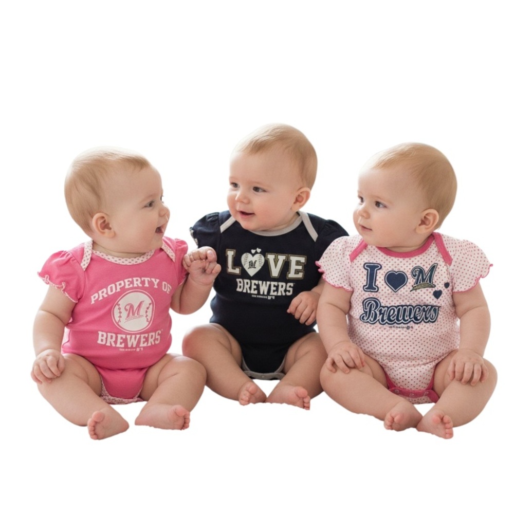 Genuine Merchandise MILWAUKEE BREWERS Baseball 3-piece Infant Bodysuit Set 18M